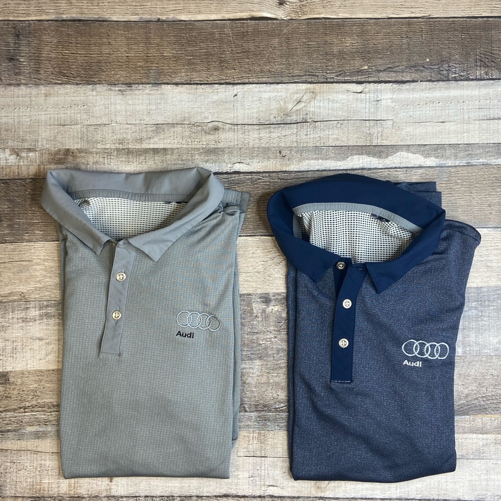 Bundle Audi Logo Adidas Polo Shirts in Gray and Blue Mens L